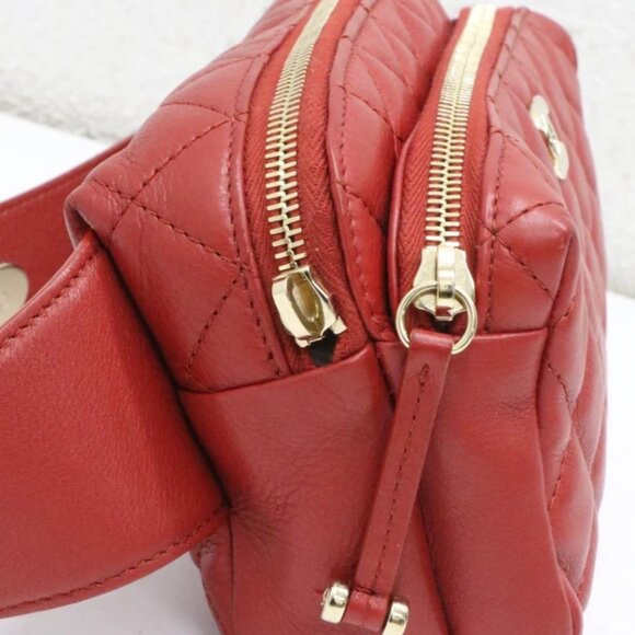 Chanel Quilted Lambskin Red Waist Bag Fanny Pack Gold Hardware 28373806 - Picture 10 of 16